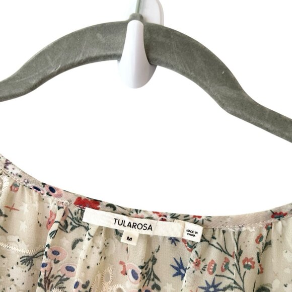 Tularosa Blanche Dress Cream Jasmin Ruffle Smocked Embroidered Eyelet Cottage M - Picture 10 of 11